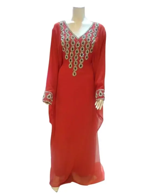 Picture of Purple Georgette Kaftan Dress for Women - Floral Formal Occasion Style