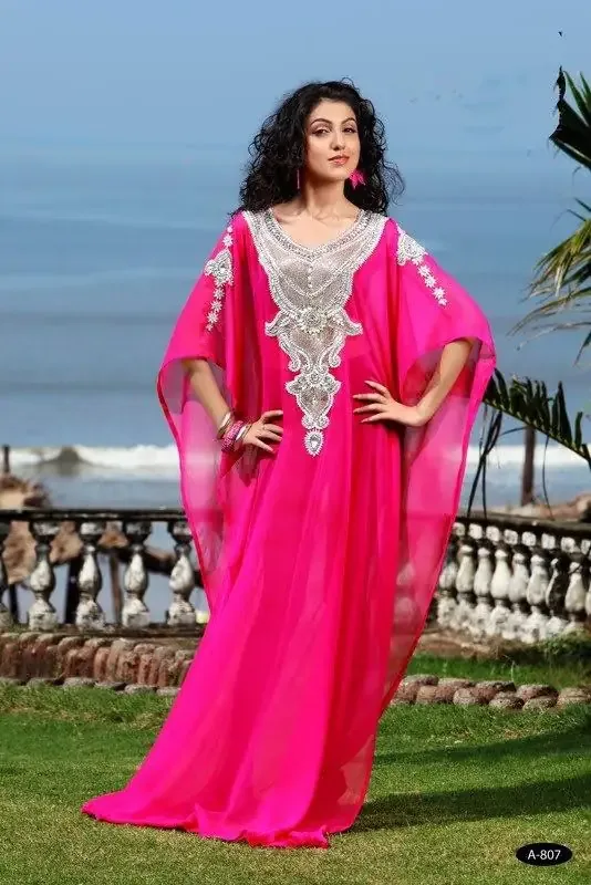 Picture of Radhe Designer Pink Cotton Kaftan Dress for Women - F8150