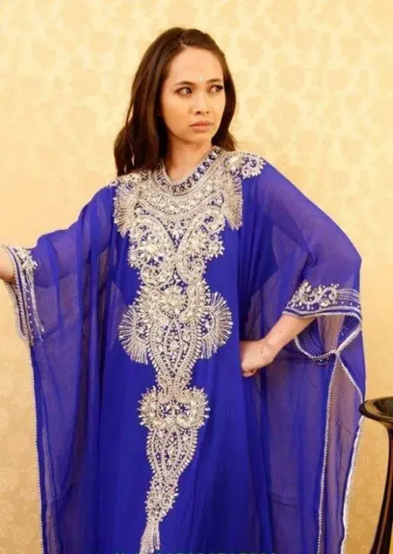 Picture of Radhe Designer Yellow Georgette Kaftan Dress for Women - F8061