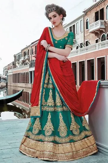 Picture of indian bollywood wedding designer silk bridal lehenga c