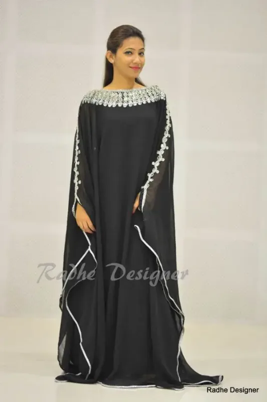 Picture of Yellow Cotton Kaftan Dress for Women - Beaded Daily Occasion Style