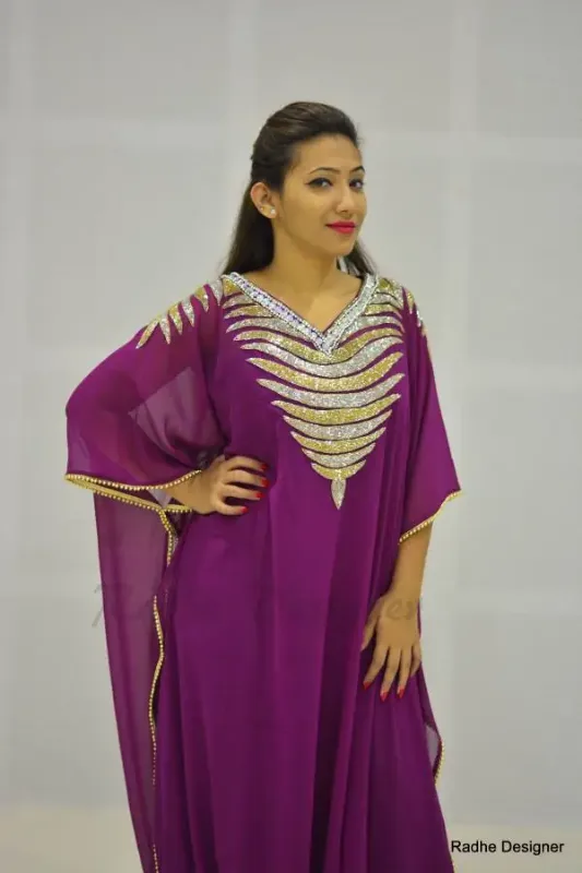 Picture of Radhe Designer Black Cotton Kaftan Dress for Women - Y424