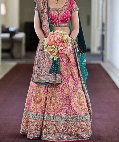 Picture of indian pakistani designer velvet bridal lehenga choli d