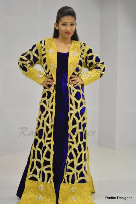 Picture of Radhe Designer Black Chiffon Kaftan Dress for Women - Y566