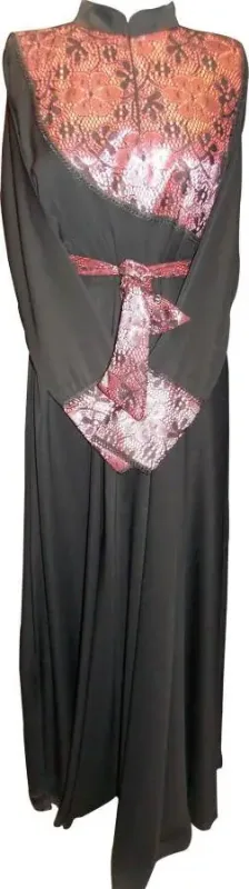 Picture of Multicolor Georgette Modest Dress for Women - Lace Traditional Occasion Style