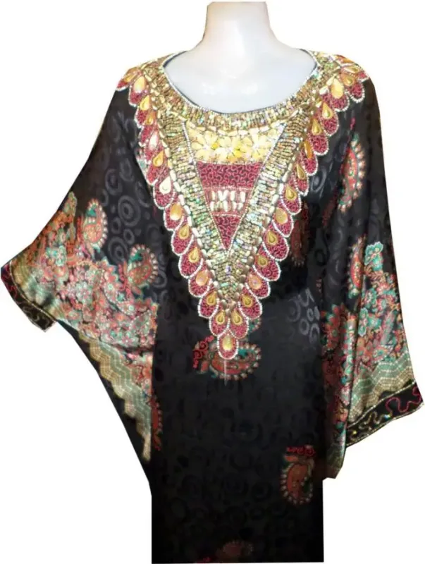 Picture of Multicolor Georgette Modest Dress for Women - Paisley Print Modern Ethnic Look