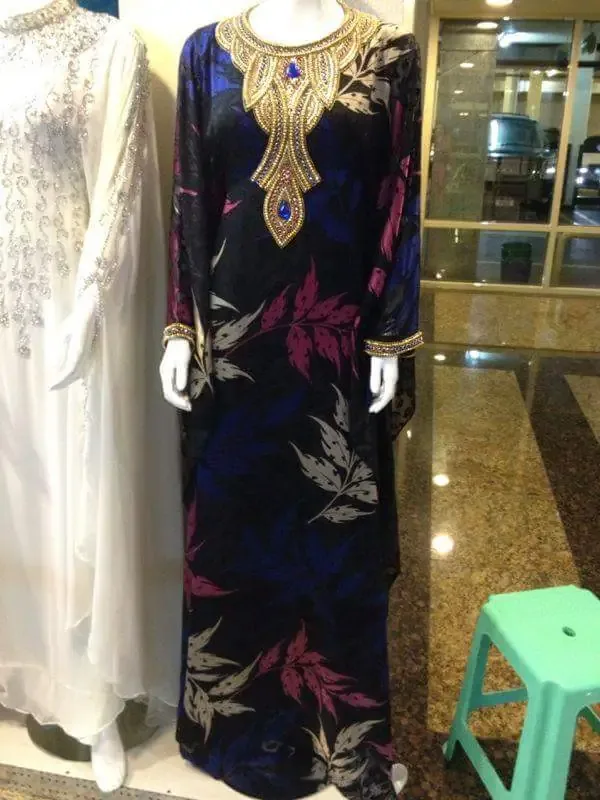 Picture of Black Georgette Kaftan Dress for Women - Solid Graceful A Line Style