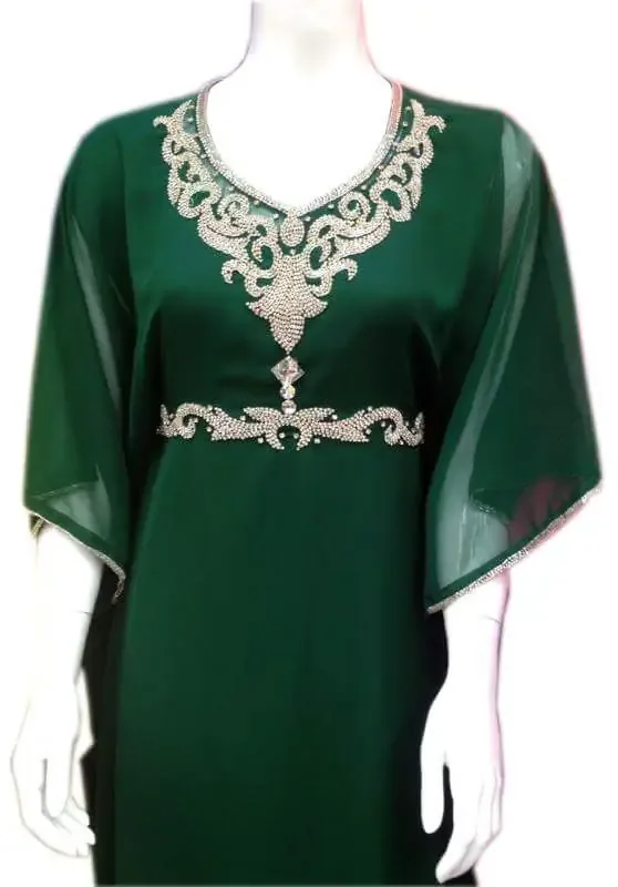 Picture of Black Georgette Modest Dress for Women - Geometric Print Soft Flowing Style