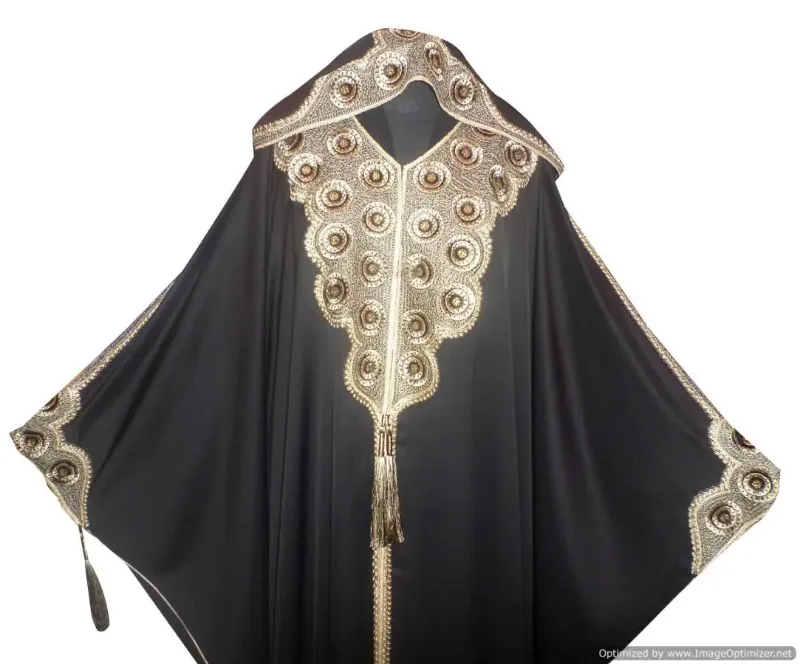 Picture of Black Georgette Modest Dress for Women - Flared Classic Draped Style
