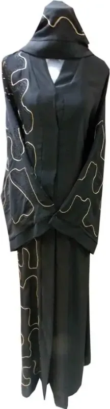 Picture of Black Georgette Modest Dress for Women - Layered Embroidered Look