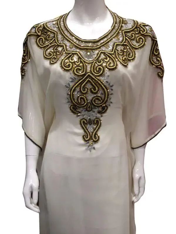 Picture of Black Georgette Kaftan Dress for Women - Paisley Print Modern Ethnic Look