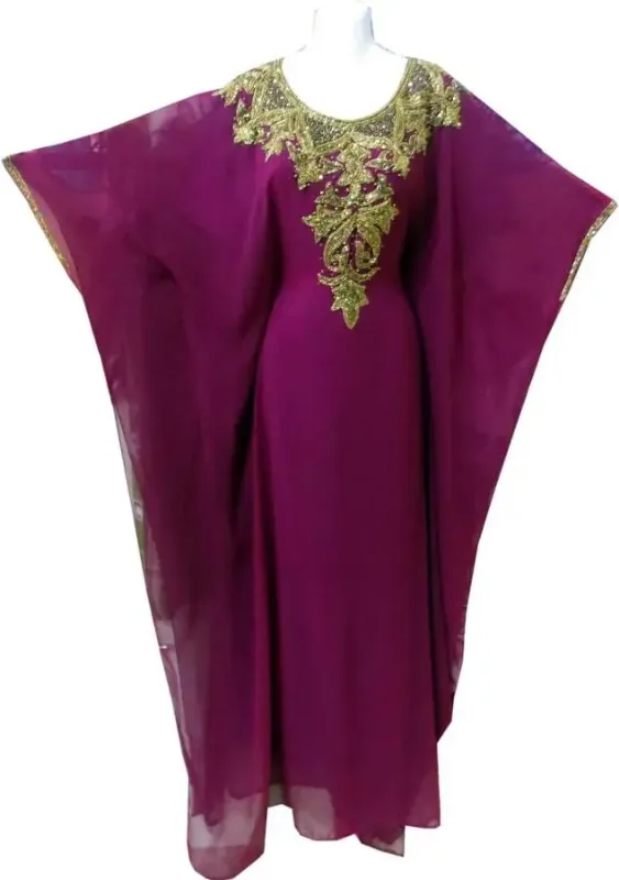 Picture of Black Georgette Modest Dress for Women - Abstract Print Classic Draped Style
