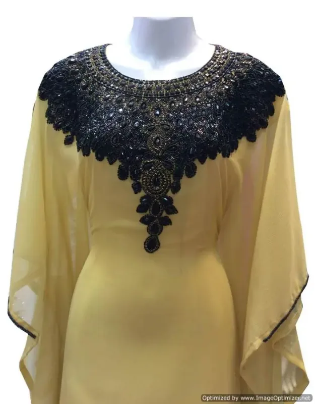 Picture of Black Georgette Modest Dress for Women - Paisley Print Designer Inspired Look