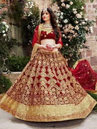 Picture of indian pakistani bridal lehenga choli designer maroon l