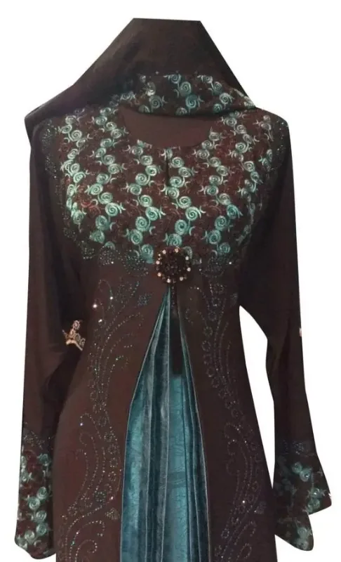 Picture of Multicolor Georgette Modest Dress for Women - Draped Premium Occasion Look