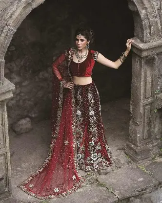 Picture of indian designer tafeta silk lehenga choli modest maxi g