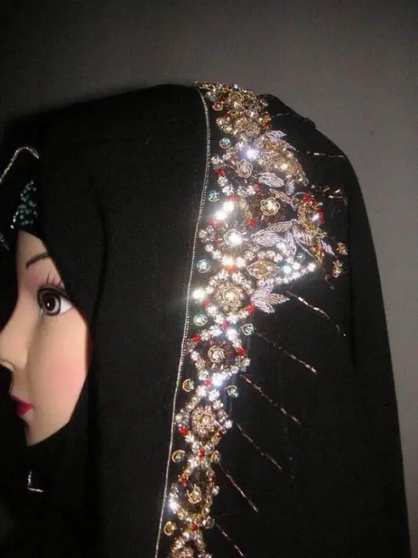 Picture of Black Georgette Kaftan Dress for Women - Embroidered Boutique Style
