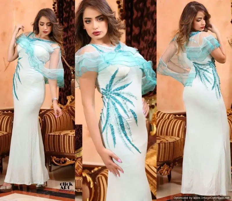Picture of Radhe Designer White Georgette Kaftan Dress for Women - F10643