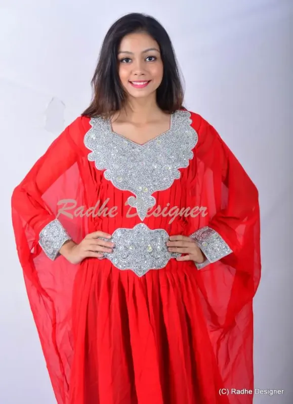 Picture of Radhe Designer Yellow Georgette Kaftan Dress for Women - Y986