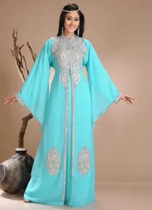 Picture of custom floral lace a line dress women kaftan abaya desi