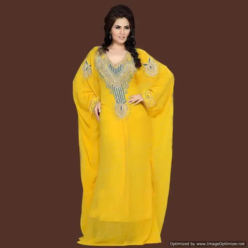 Picture of Radhe Designer White Georgette Kaftan Dress for Women - F10615
