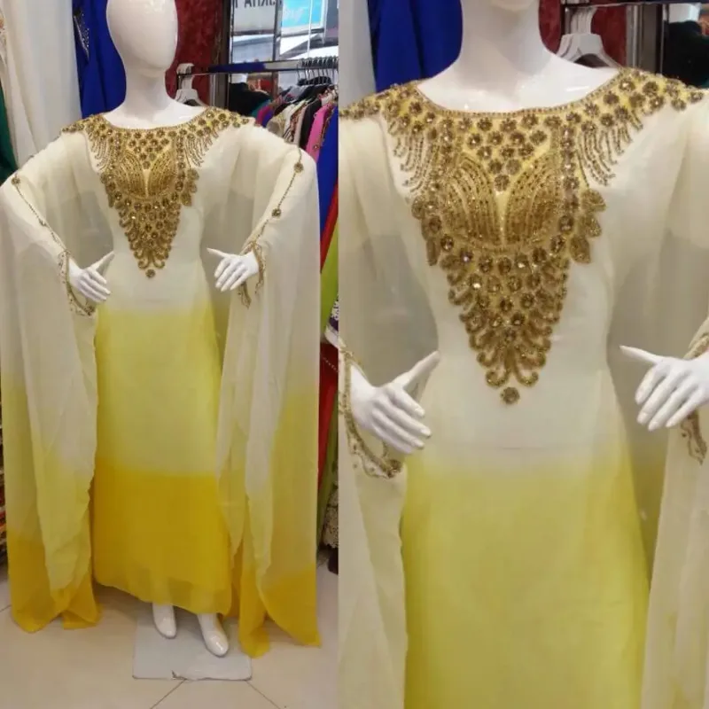 Picture of Radhe Designer Yellow Georgette Kaftan Dress for Women - F2408