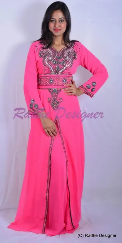 Picture of Multicolor Georgette Farasha Dress for Women - Solid Classic Evening Style