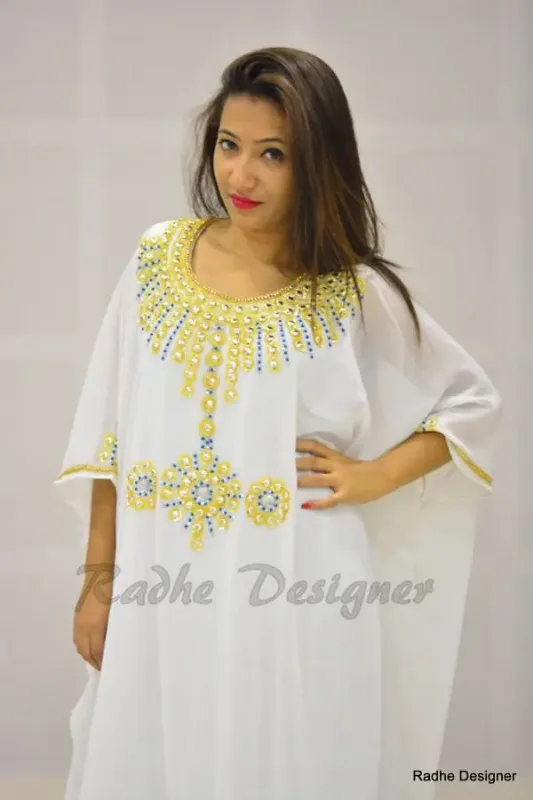 Picture of Radhe Designer Multicolor Georgette Kaftan Dress for Women - Y380