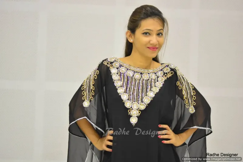 Picture of Radhe Designer Yellow Georgette Kaftan Dress for Women - Y340