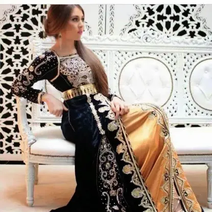 Picture of designer wear farasha with exclusive hand made embroide