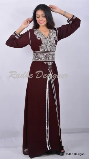 Picture of designer wear maxi dress with full length unique hand e