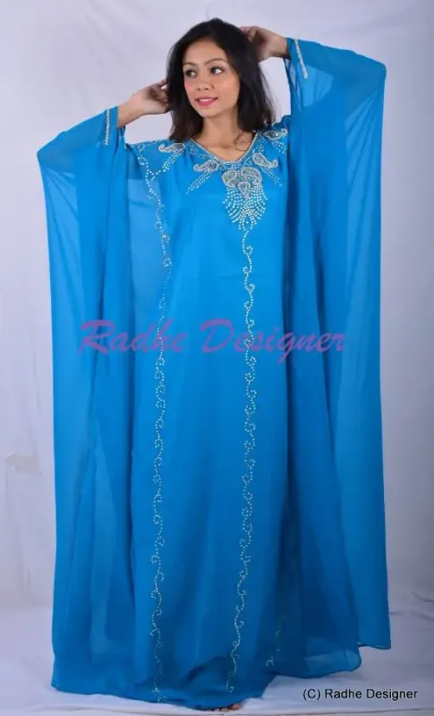 Picture of Radhe Designer White Georgette Kaftan Dress for Women - Y852