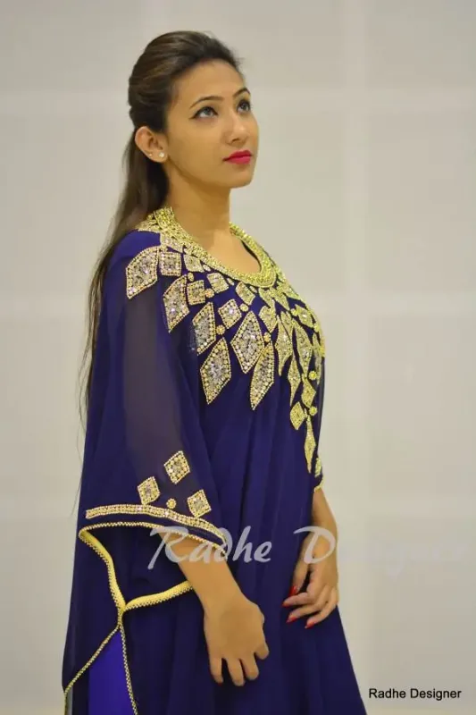 Picture of Radhe Designer Blue Georgette Kaftan Dress for Women - Y423