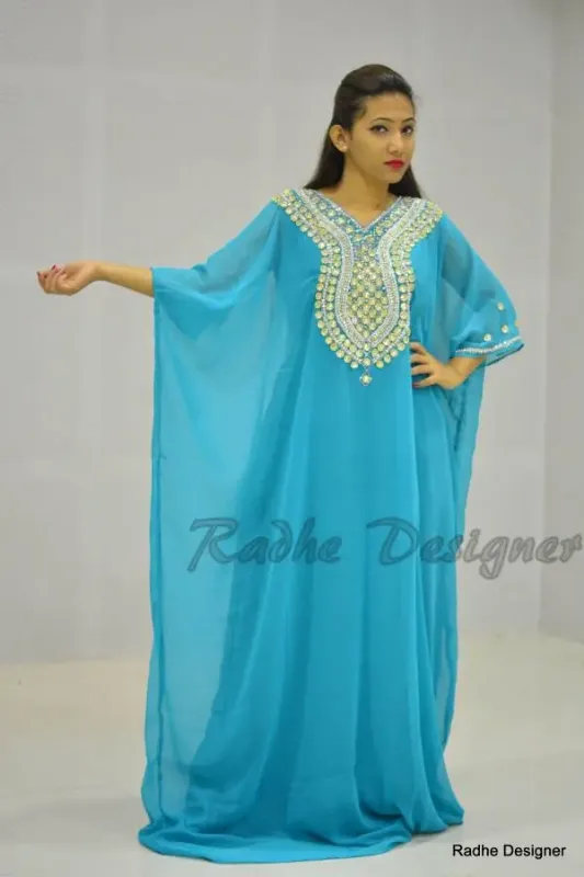 Picture of Radhe Designer Black Georgette Kaftan Dress for Women - Y530