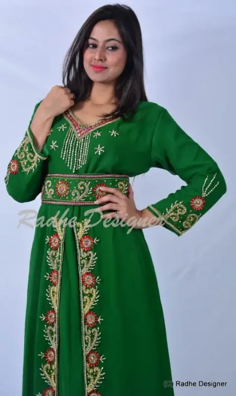 Picture of Radhe Designer Yellow Georgette Kaftan Dress for Women - Y884