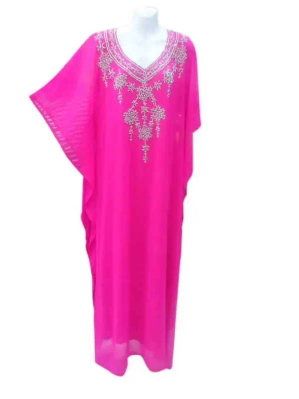 Picture of Multicolor Georgette Kaftan Dress for Women - Beaded Chic Modest Style