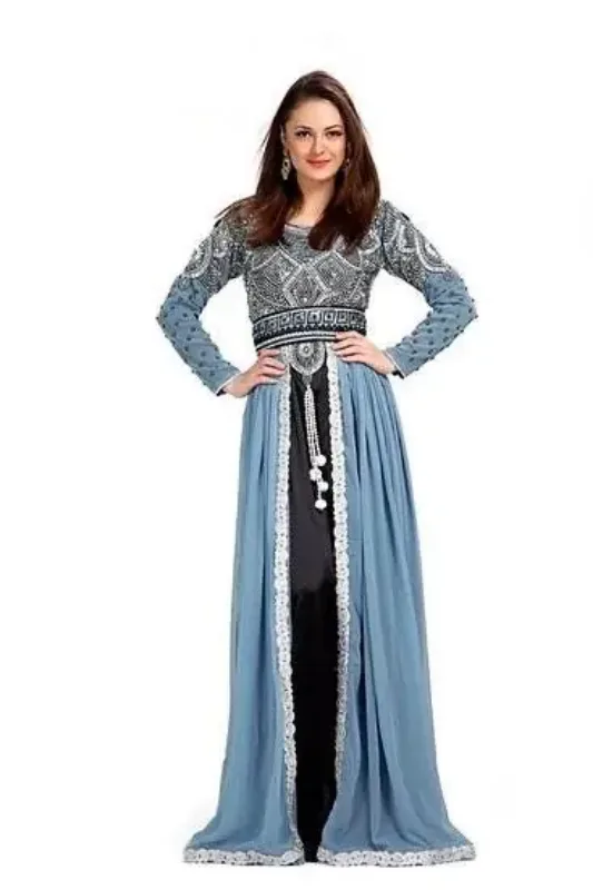 Picture of Radhe Designer White Georgette Kaftan Dress for Women - F6807