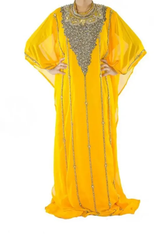 Picture of Radhe Designer Yellow Georgette Kaftan Dress for Women - F6561