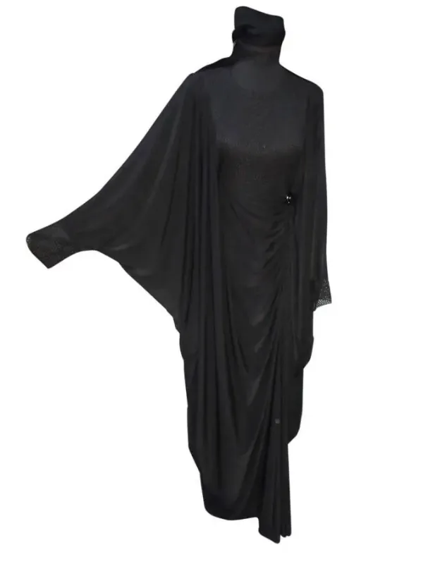 Picture of Black Georgette Kaftan Dress for Women - Panelled Modern Party Style