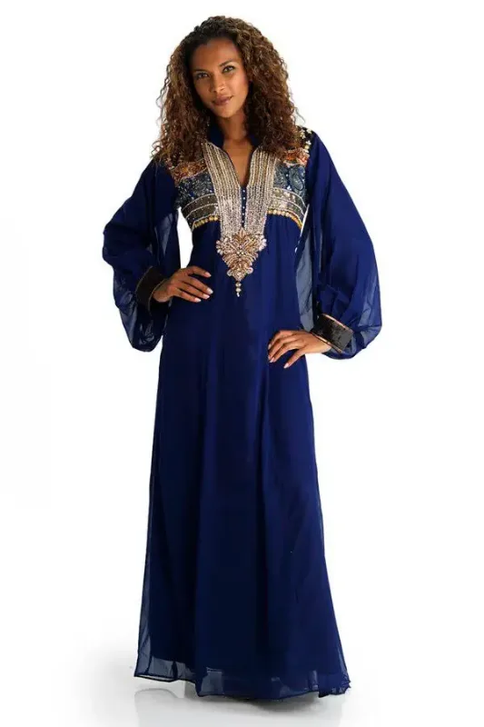 Picture of Radhe Designer White Georgette Kaftan Dress for Women - F6682