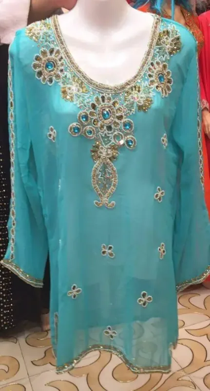 Picture of Radhe Designer White Georgette Kaftan Dress for Women - F6688