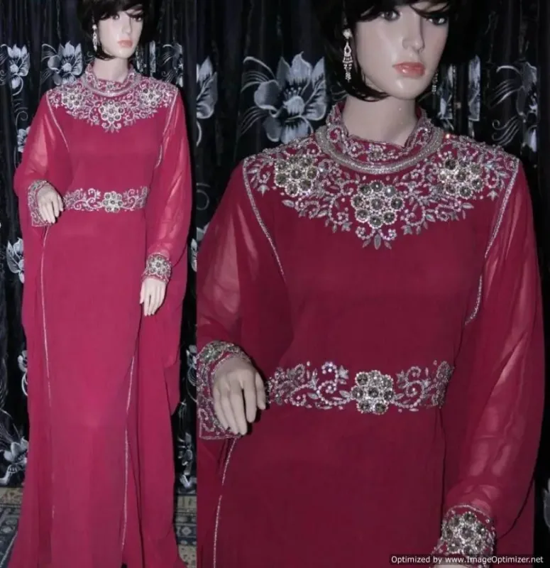 Picture of Pink Cotton Modest Dress for Women - Foil Print Festive Wear Look