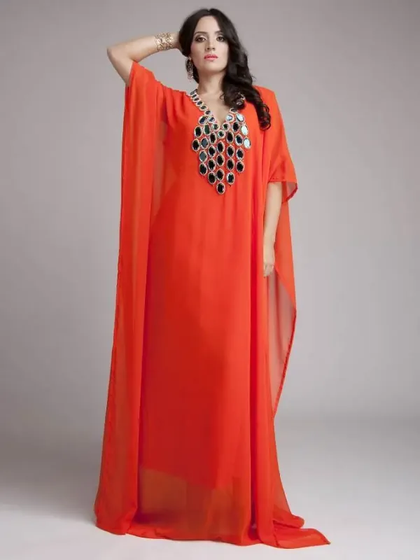 Picture of Radhe Designer Pink Cotton Kaftan Dress for Women - F6565