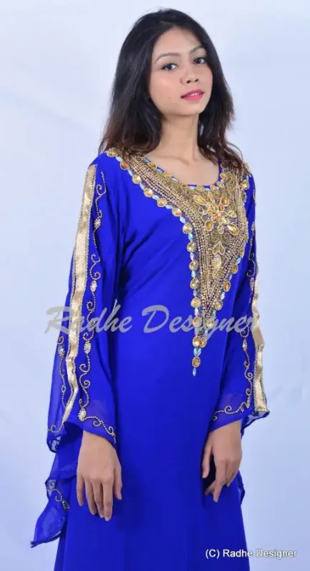 Picture of Radhe Designer Blue Georgette Kaftan Dress for Women - Y678