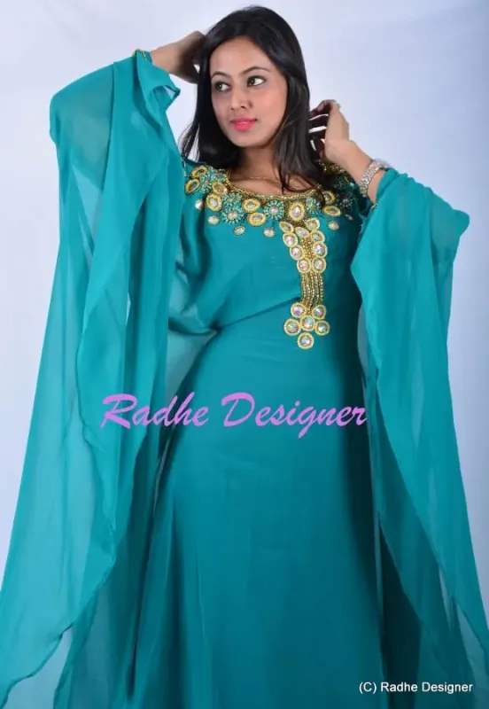 Picture of Radhe Designer Black Georgette Kaftan Dress for Women - Y158