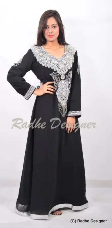 Picture of Radhe Designer White Georgette Kaftan Dress for Women - Y297