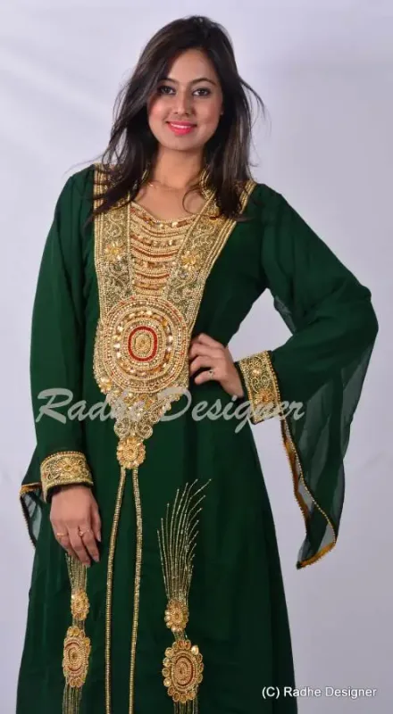 Picture of Radhe Designer White Georgette Kaftan Dress for Women - Y903