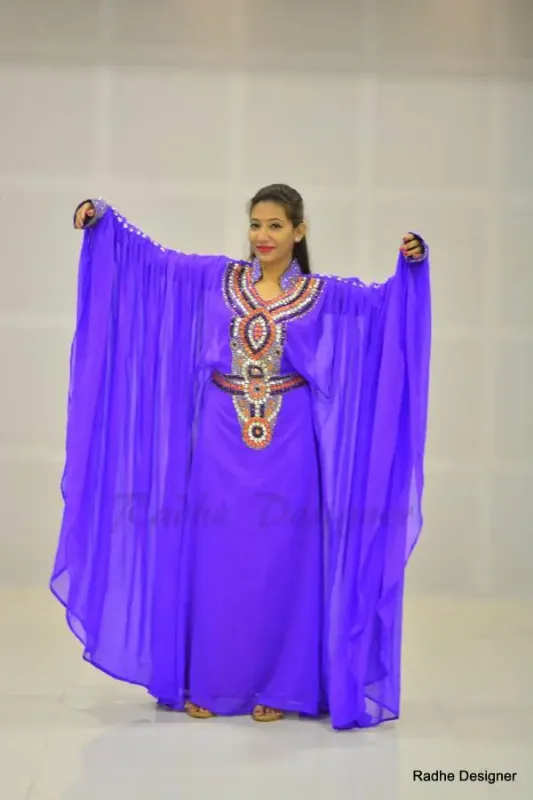 Picture of Radhe Designer White Georgette Kaftan Dress for Women - Y563
