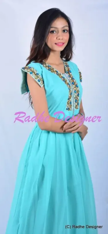 Picture of Radhe Designer Yellow Georgette Kaftan Dress for Women - Y153