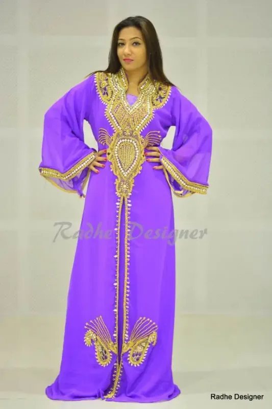 Picture of Radhe Designer Purple Georgette Kaftan Dress for Women - Y296
